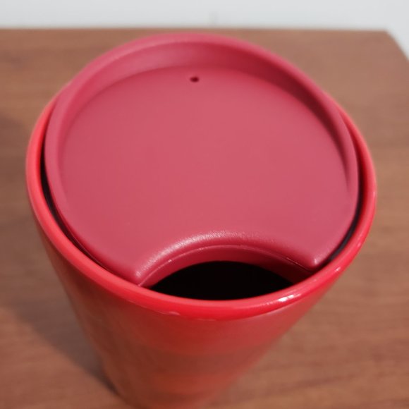 Starbucks Tumbler Travel Mug Ceramic 2021 Red Two Tone Stripe 12oz 355ml NWOT - Picture 3 of 7